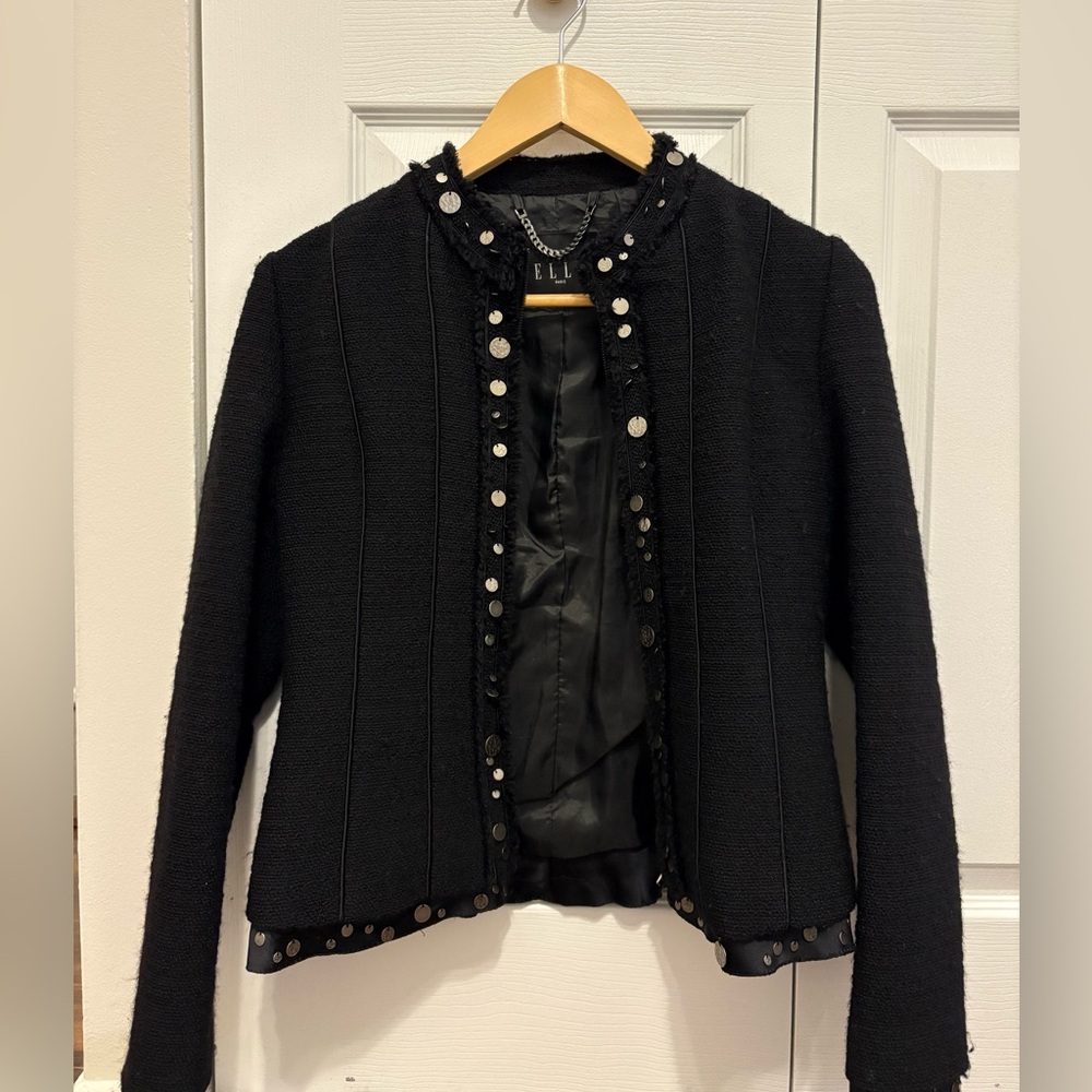 Elegant Black Tweed Jacket